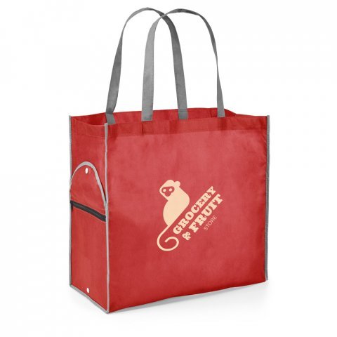 11125. Sacola dobr&aacute;vel em non-woven (80 g/m&sup2;) - Vermelho