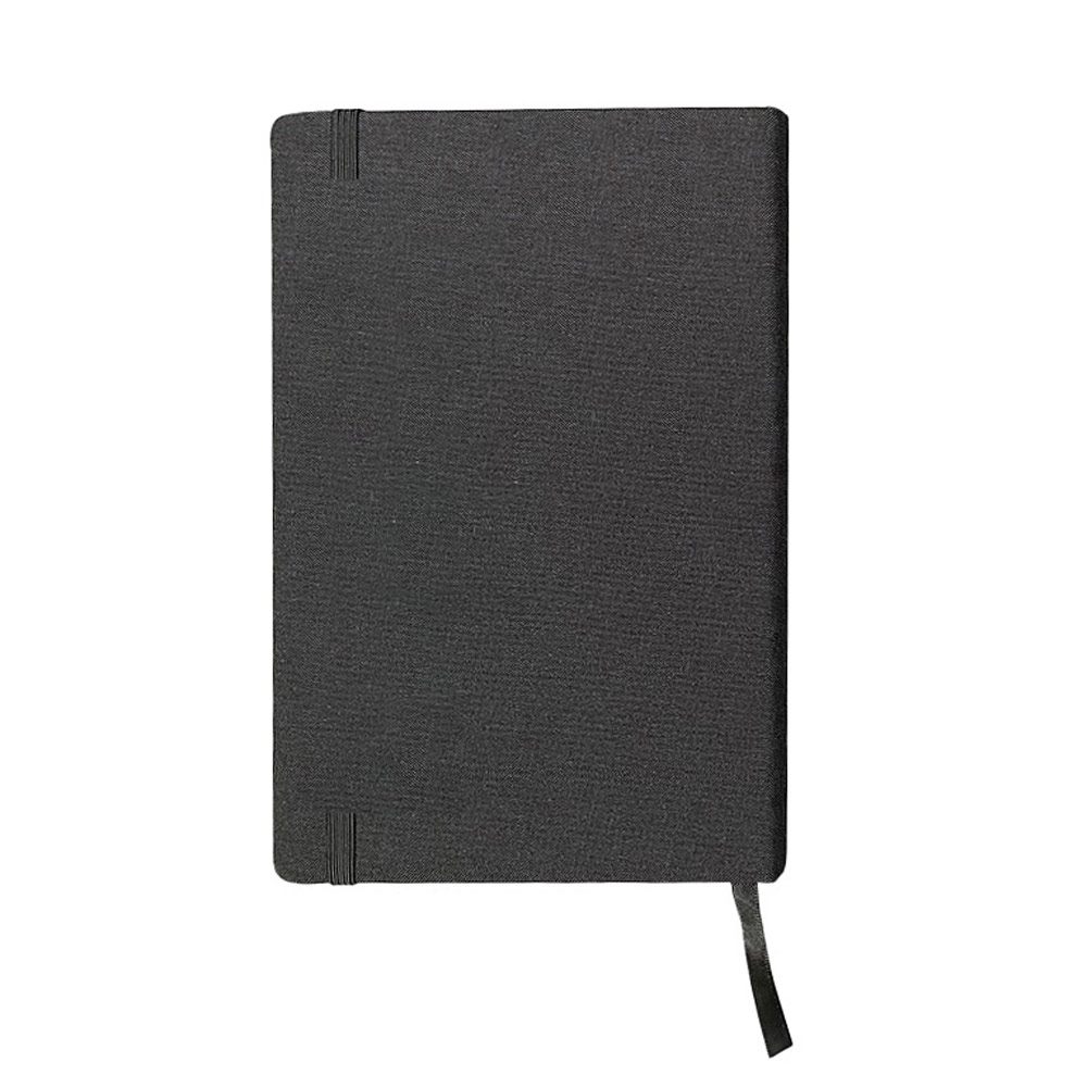 Caderno A5 de capa dura em tecido poliéster reciclado (100% rPET), com páginas não pautadas — foto 2