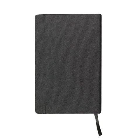BUARQUE. Caderno A5 de capa dura em tecido poli&eacute;ster reciclado (100% rPET), com p&aacute;ginas n&atilde;o pautadas - Preto