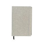 BUARQUE. Caderno A5 de capa dura em tecido poli&eacute;ster reciclado (100% rPET), com p&aacute;ginas n&atilde;o pautadas - Cinza claro