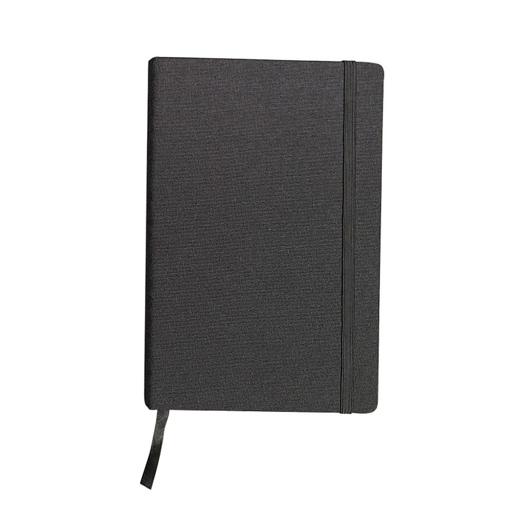 Caderno A5 de capa dura em tecido poliéster reciclado (100% rPET), com páginas pautadas — foto 2