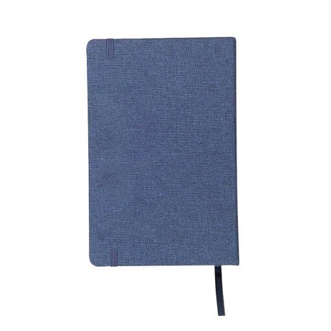 VER&Iacute;SSIMO. Caderno A5 de capa dura em tecido poli&eacute;ster reciclado (100% rPET), com p&aacute;ginas pautadas - Azul
