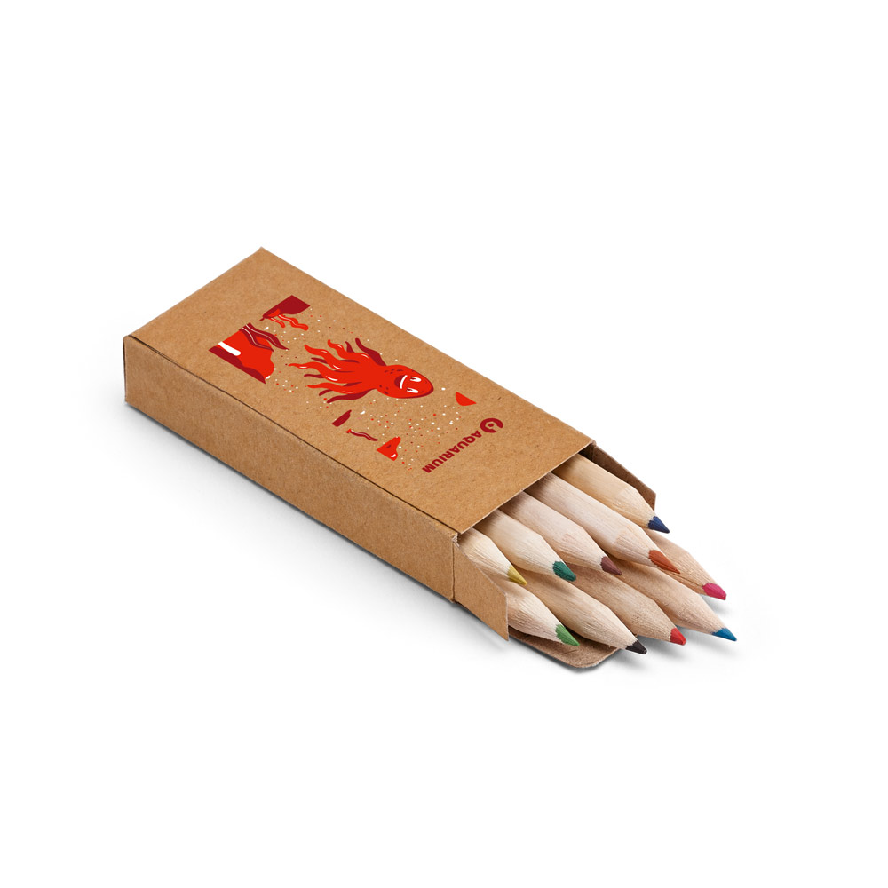 Caixa de papel kraft reciclado com 10 mini lápis de cor — foto 4