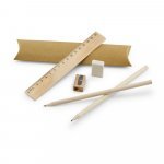 RHOMBUS. Kit de escrita: r&eacute;gua, l&aacute;pis de grafite, borracha e apontador