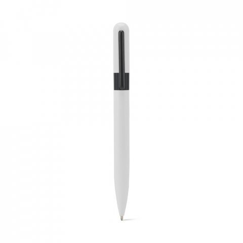 DANTAS. Caneta esferogr&aacute;fica em metal 60% reciclado com escrita em preto - Branco