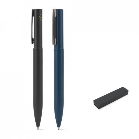 RODRIGUES. Caneta esferogr&aacute;fica elegante em metal 60% reciclado com escrita em azul