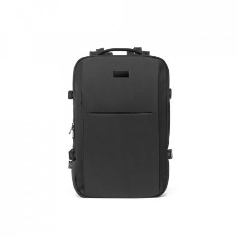 DALLAS PLATE. Mochila de viagem para notebook (17.3") em poli&eacute;ster reciclado 600D de alta densidade, com compartimento para arruma&ccedil;&atilde;o (29 L) - Preto