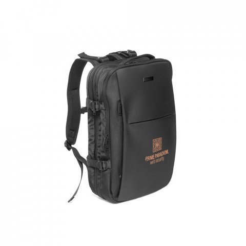 DALLAS PLATE. Mochila de viagem para notebook (17.3") em poli&eacute;ster reciclado 600D de alta densidade, com compartimento para arruma&ccedil;&atilde;o (29 L) - Preto