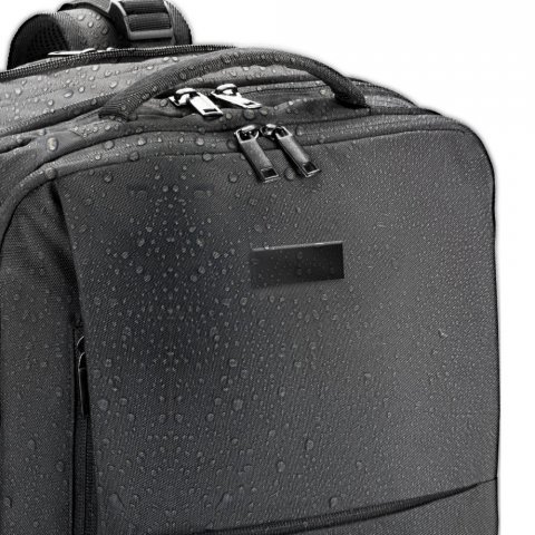 DALLAS PLATE. Mochila de viagem para notebook (17.3") em poli&eacute;ster reciclado 600D de alta densidade, com compartimento para arruma&ccedil;&atilde;o (29 L) - Preto