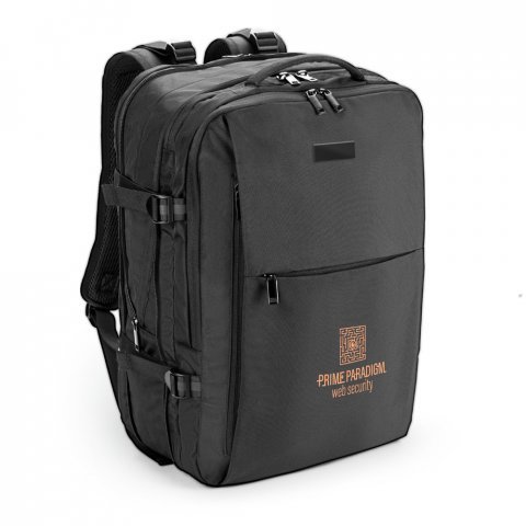 DALLAS PLATE. Mochila de viagem para notebook (17.3") em poli&eacute;ster reciclado 600D de alta densidade, com compartimento para arruma&ccedil;&atilde;o (29 L) - Preto