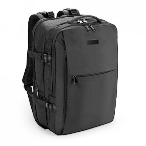 DALLAS PLATE. Mochila de viagem para notebook (17.3") em poli&eacute;ster reciclado 600D de alta densidade, com compartimento para arruma&ccedil;&atilde;o (29 L) - Preto