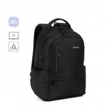 SPACIO SOLID. Mochila para computador port&aacute;til (17") em nylon 150D com 2 compartimentos acolchoados e placa para personaliza&ccedil;&atilde;o