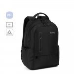 SPACIO SOLID. Mochila para computador port&aacute;til (17") em nylon 150D com 2 compartimentos acolchoados e placa para personaliza&ccedil;&atilde;o