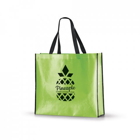 MEMPHIS. Sacola em non-woven laminado (120 g/m&sup2;) com lamina&ccedil;&atilde;o brilhante - Verde claro