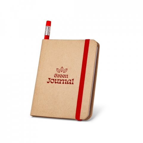 VILA&Ccedil;A. Caderno A7 de capa r&iacute;gida em papel com p&aacute;ginas lisas - Vermelho