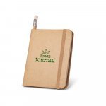 VILA&Ccedil;A. Caderno A7 de capa r&iacute;gida em papel com p&aacute;ginas lisas - Natural claro