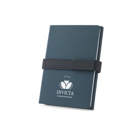 HILST. Caderno A5 com capa dura em 80% materiais reciclados (PU reciclado e poliéster reciclado) estruturado em duas partes: a primeira tem 128 páginas pautadas e a segunda 128 páginas lisas - Azul