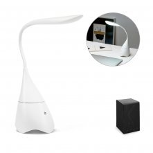 GRAHAM. Lumin&aacute;ria de mesa com caixa de som em ABS com 18 LEDs de alto brilho