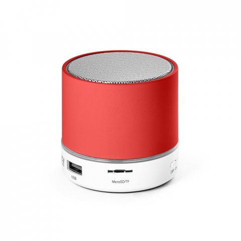 PERRY. Caixa de som com microfone em ABS - Vermelho