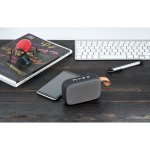 GENT. Caixa de som autonomia de 2h (300 mAh) e microfone, em ABS e poli&eacute;ster - Cinza