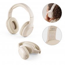 MARCONI. Fones de ouvido wireless dobr&aacute;veis com autonomia de 13h (400 mAh), em fibra de palha de trigo e ABS