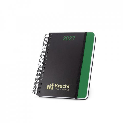 BRECHT A5. Agenda A5 em papel 100% reciclado e acabamento mate - Verde
