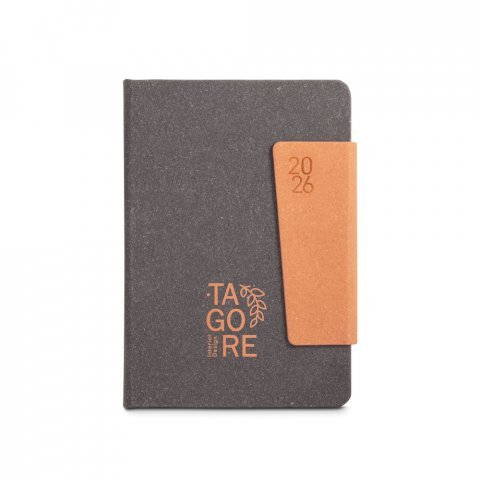 TAGORE A5. Agenda A5 em pele (58% reciclada) - Preto