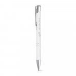 BETA SOFT. Esferogr&aacute;fica em alum&iacute;nio com acabamento emborrachado e escrita em preto - Branco