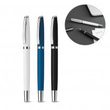 LANDO ROLLER. Caneta roller em alum&iacute;nio com escrita em azul