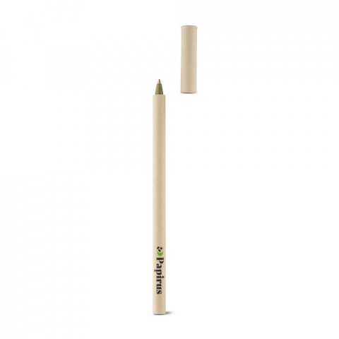 RECICLA. Caneta esferogr&aacute;fica em papel kraft com escrita em azul - Natural claro
