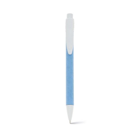 MASAI. Caneta esferogr&aacute;fica em papel kraft reciclado com escrita em azul - Azul claro