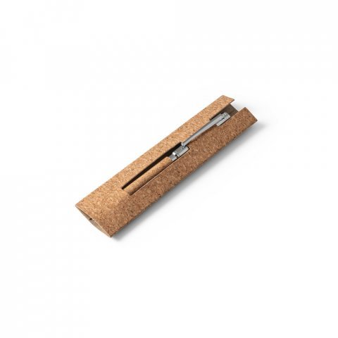 CORK II. Caneta esferogr&aacute;fica em corti&ccedil;a com escrita em azul - Natural