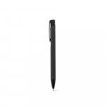 CLINT. Caneta esferogr&aacute;fica em alum&iacute;nio 100% reciclado, com acabamento em borracha e escrita em azul - Preto