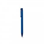 CLINT. Caneta esferogr&aacute;fica em alum&iacute;nio 100% reciclado, com acabamento em borracha e escrita em azul - Azul