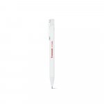 CLINT. Caneta esferogr&aacute;fica em alum&iacute;nio 100% reciclado, com acabamento em borracha e escrita em azul - Branco