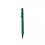 CLINT. Caneta esferogr&aacute;fica em alum&iacute;nio 100% reciclado, com acabamento em borracha e escrita em azul - Verde escuro