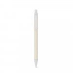 MILINK. Caneta esferogr&aacute;fica produzida atrav&eacute;s de pacotes de leite reciclado com escrita em azul - Branco