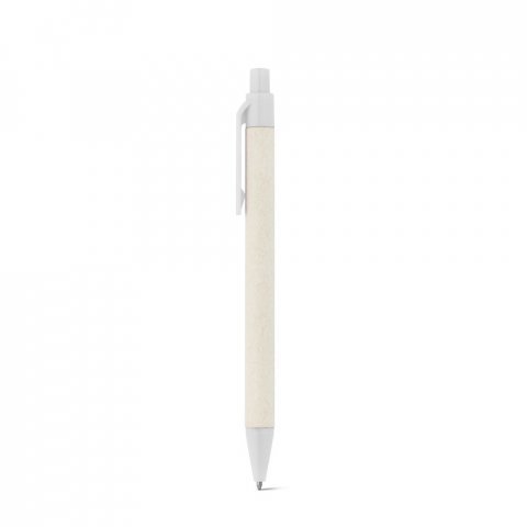 MILINK. Caneta esferogr&aacute;fica produzida atrav&eacute;s de pacotes de leite reciclado com escrita em azul - Branco