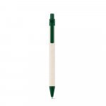 MILINK. Caneta esferogr&aacute;fica produzida atrav&eacute;s de pacotes de leite reciclado com escrita em azul - Verde escuro