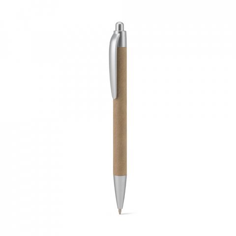 VILA&Ccedil;A. Caneta esferogr&aacute;fica em papel 100% reciclado com escrita em azul - Cinza claro