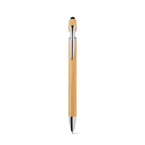 BLANC BAMBOO. Caneta esferogr&aacute;fica em bambu, com detalhes em alum&iacute;nio cromado - Natural