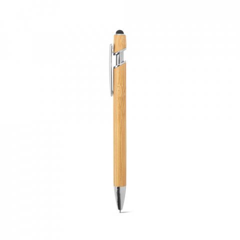 BLANC BAMBOO. Caneta esferogr&aacute;fica em bambu, com detalhes em alum&iacute;nio cromado - Natural