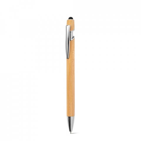 BLANC BAMBOO. Caneta esferogr&aacute;fica em bambu, com detalhes em alum&iacute;nio cromado - Natural