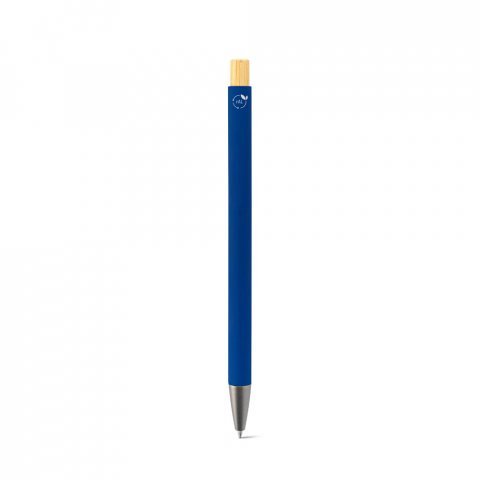 ZYLEN. Caneta esferogr&aacute;fica em alum&iacute;nio 100% reciclado, com acabamento em borracha - Azul