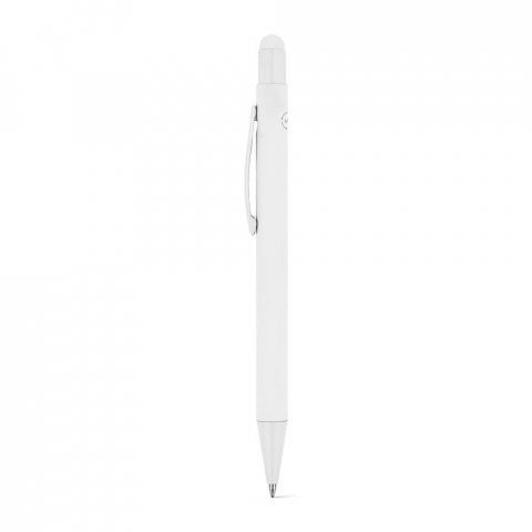 CLINT MATE. Caneta esferogr&aacute;fica com um design moderno em alum&iacute;nio 100% reciclado, com acabamento mate - Branco