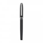 SARAMAGO. Set premium de 1 caneta esferogr&aacute;fica e 1 caneta roller em cobre e a&ccedil;o inox, com escrita em azul - Preto