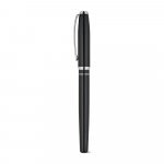 SARAMAGO. Set premium de 1 caneta esferogr&aacute;fica e 1 caneta roller em cobre e a&ccedil;o inox, com escrita em azul - Preto