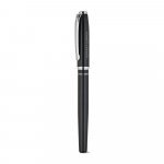 SARAMAGO. Set premium de 1 caneta esferogr&aacute;fica e 1 caneta roller em cobre e a&ccedil;o inox, com escrita em azul - Preto