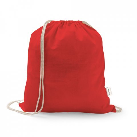 ISTANBUL. Sacola tipo mochila em 70% algod&atilde;o reciclado e 30% poli&eacute;ster reciclado (150 g/m&sup2;) sem tingimento - Vermelho