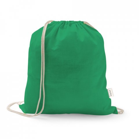 ISTANBUL. Sacola tipo mochila em 70% algod&atilde;o reciclado e 30% poli&eacute;ster reciclado (150 g/m&sup2;) sem tingimento - Verde